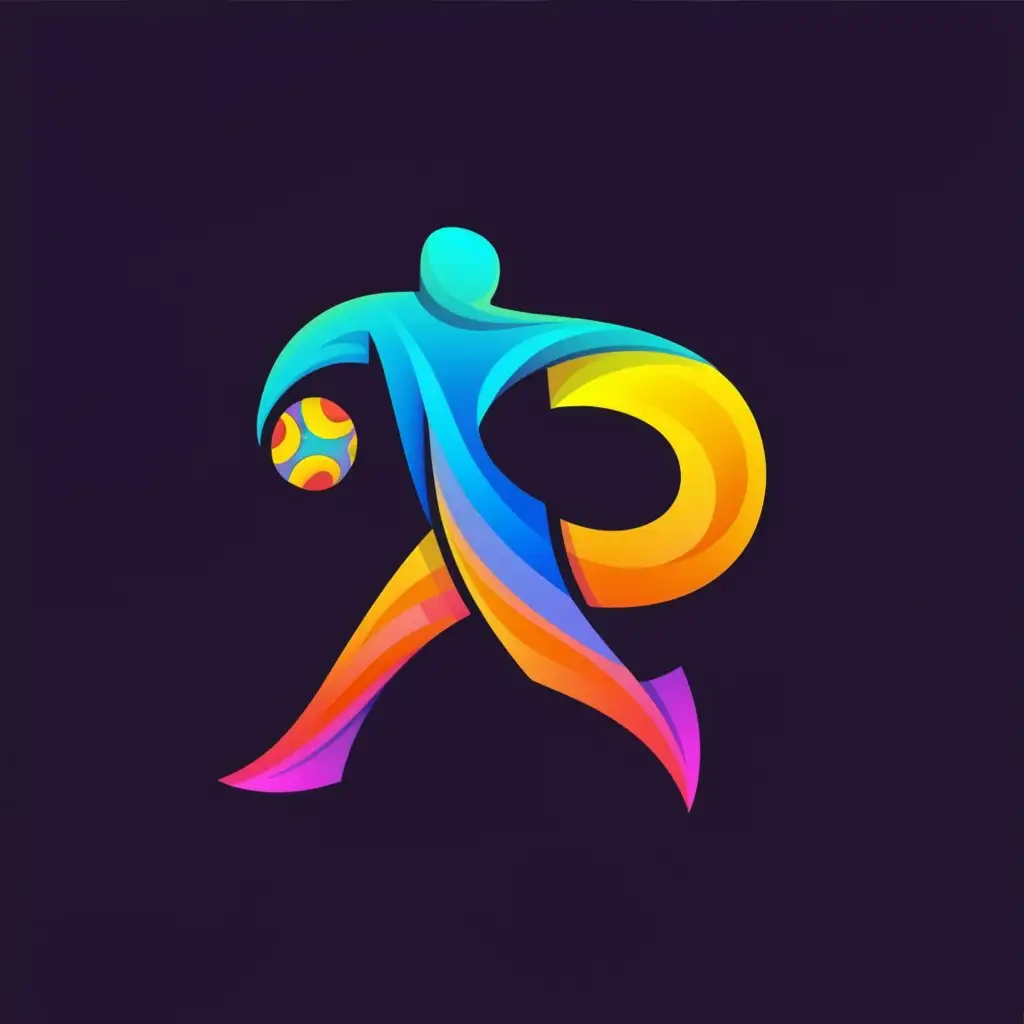 a logo design,with the text "R", main symbol:man running with soccer  alot of colors,Moderate,be used in Sports Fitness industry,clear background
