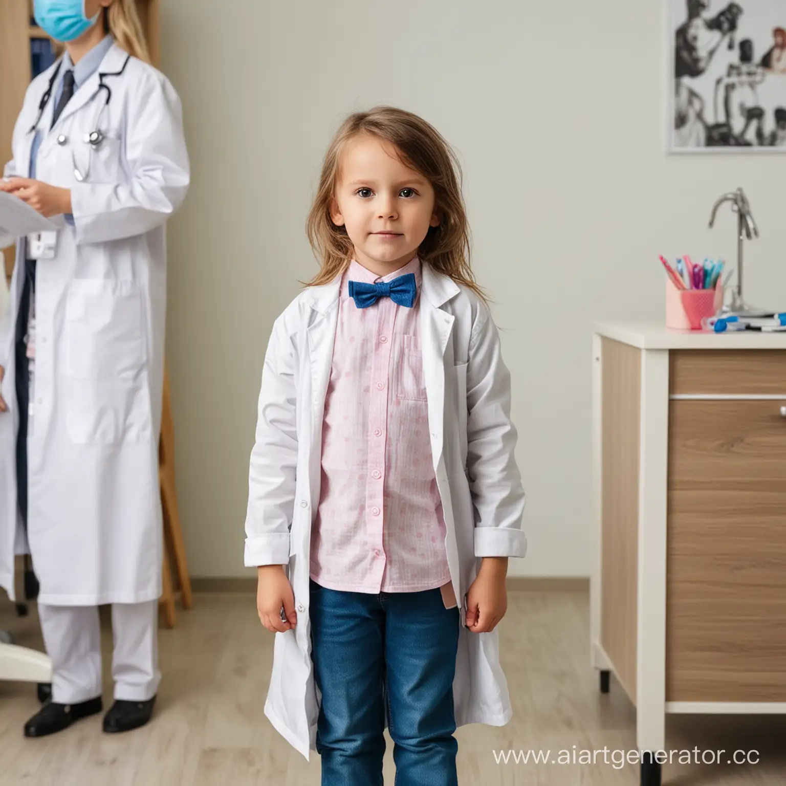 ребенок стоит в кабинете врача
