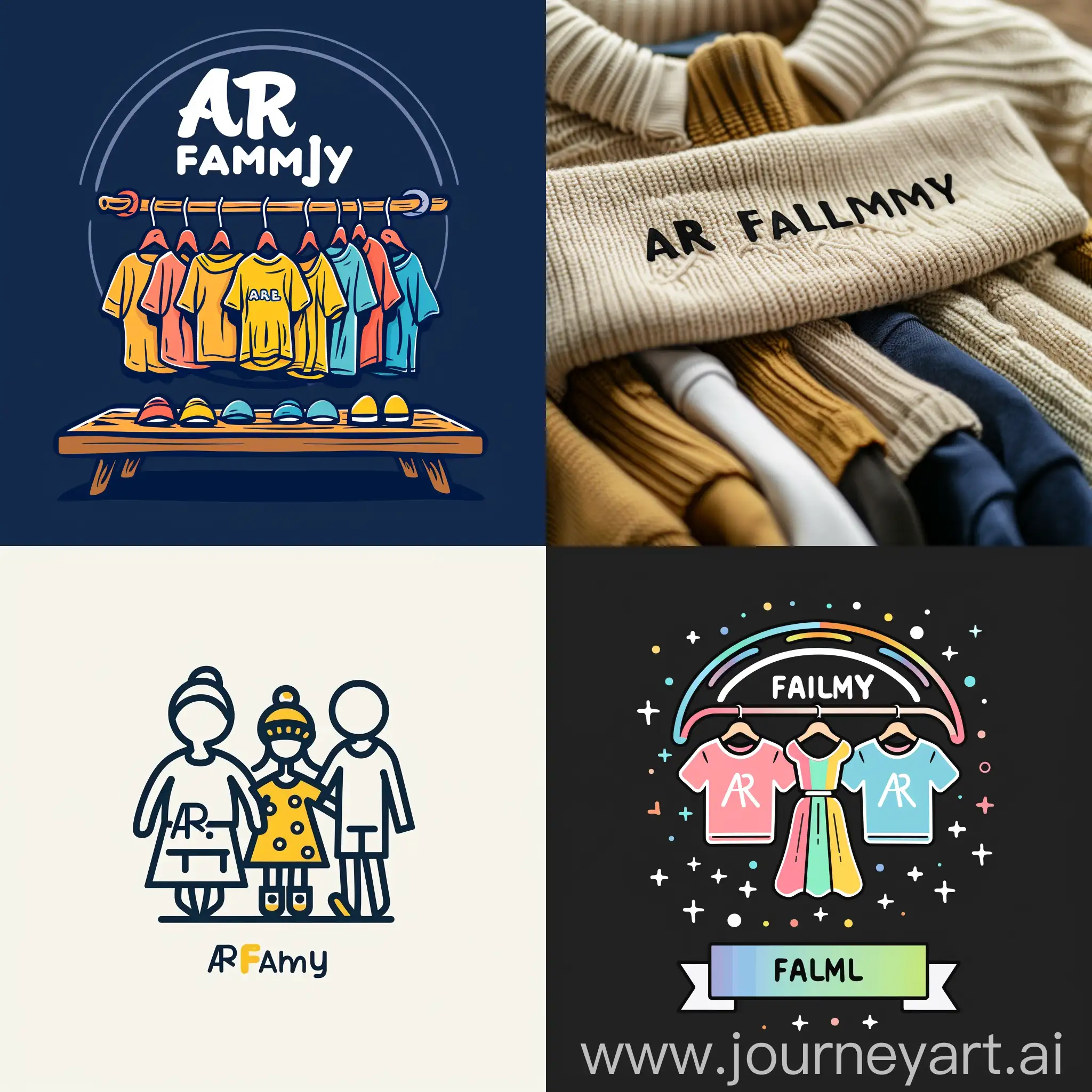 Selling clothes online in social media "AR FAMILY" LOGO DESIGN