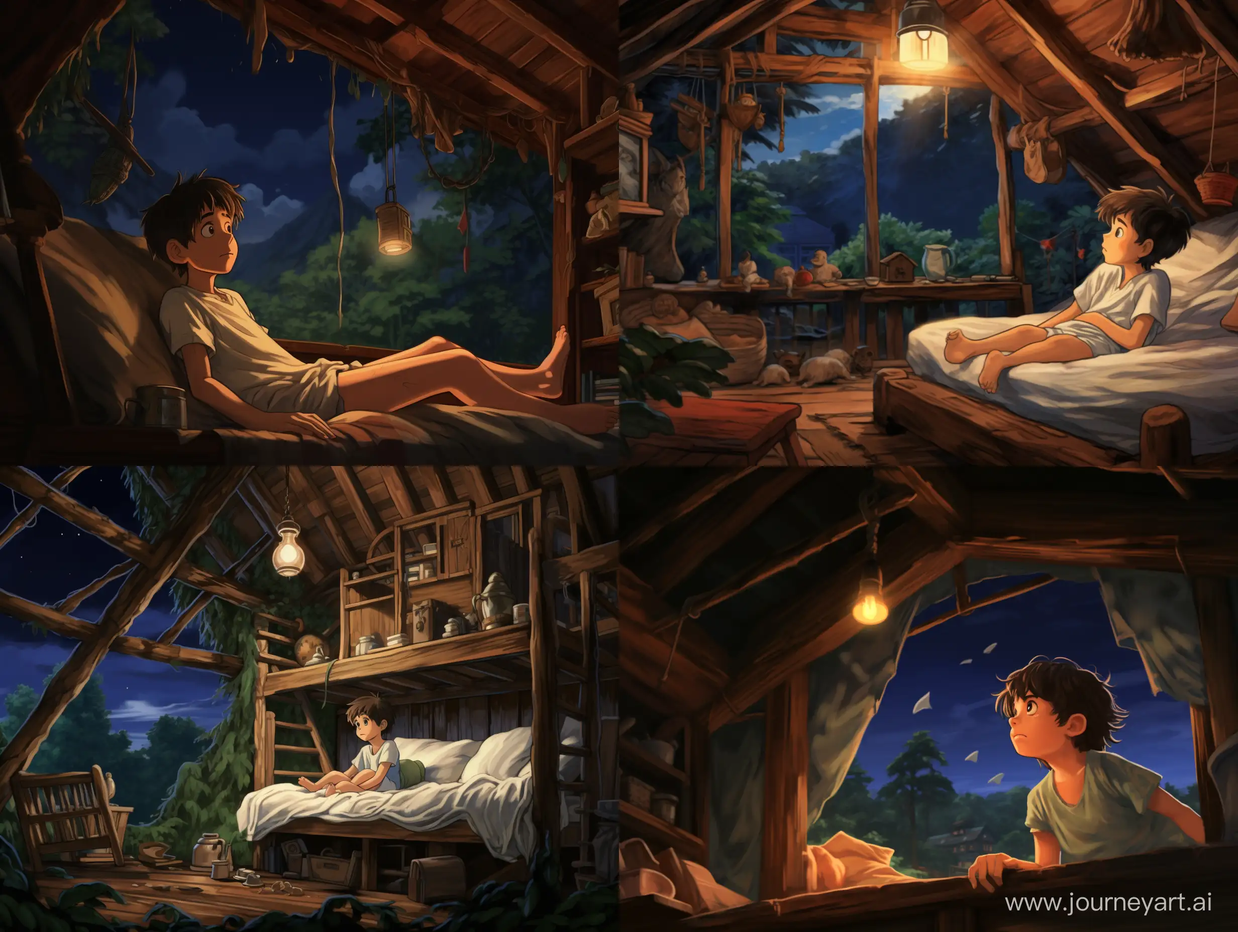 Enchanting-Night-in-a-GhibliStyle-Treehouse-with-Dreaming-Boy