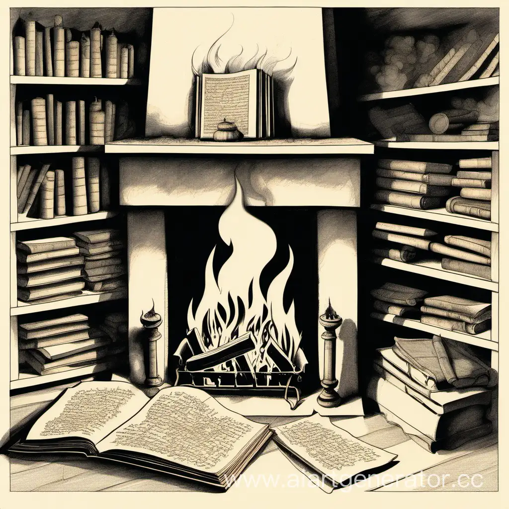 Historical-Manuscripts-Engulfed-in-Flames-Art