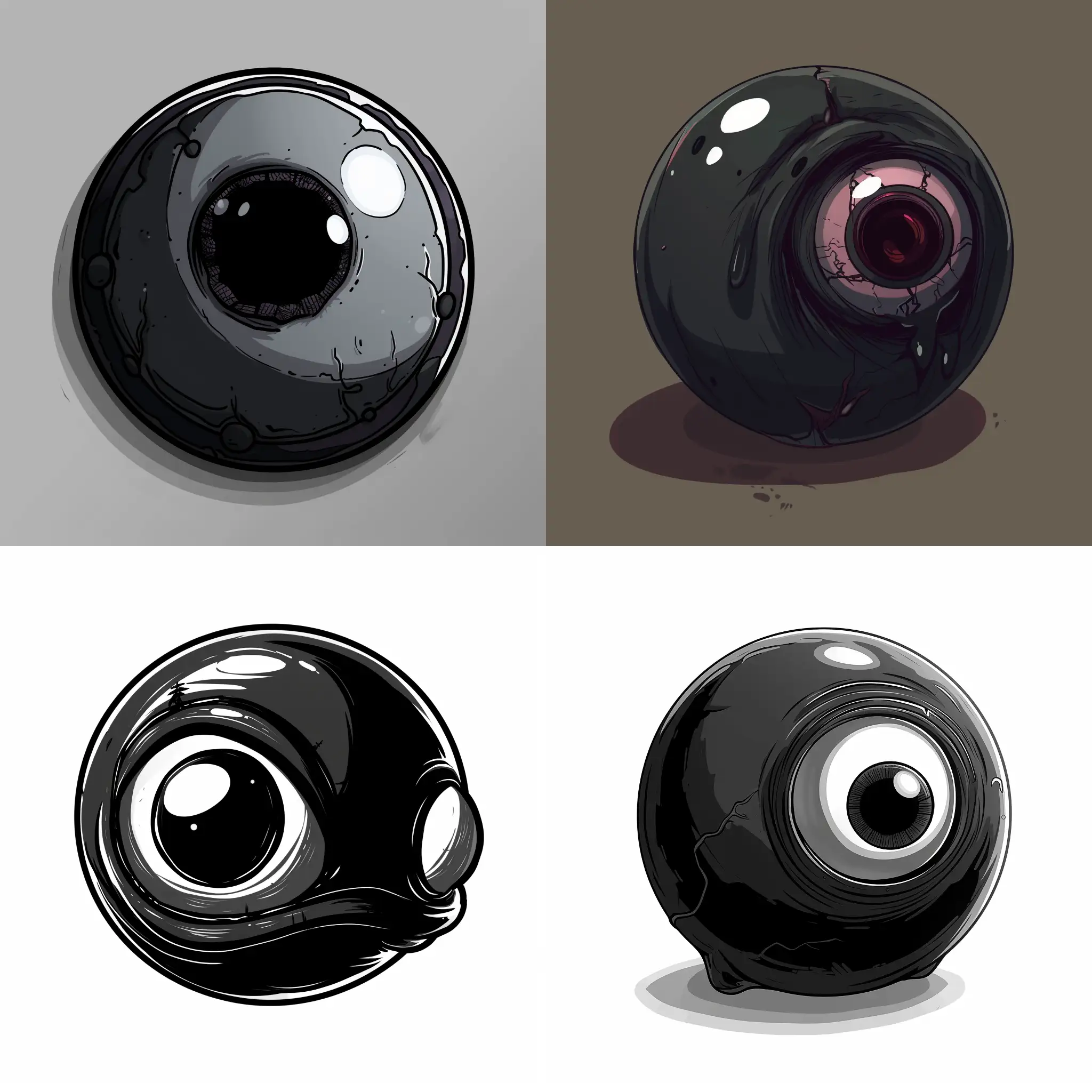 /imagine prompt:Draw a sprite for ball-like eye from a horror 2d platformer game with a side view, make them strictly circular in shape, make the eyeball with black color, they should look creepy, draw them so that they can be used as a sprite psychedelic::1 hyperrealism::4 profile view::3 --v 4 --ar 1:1