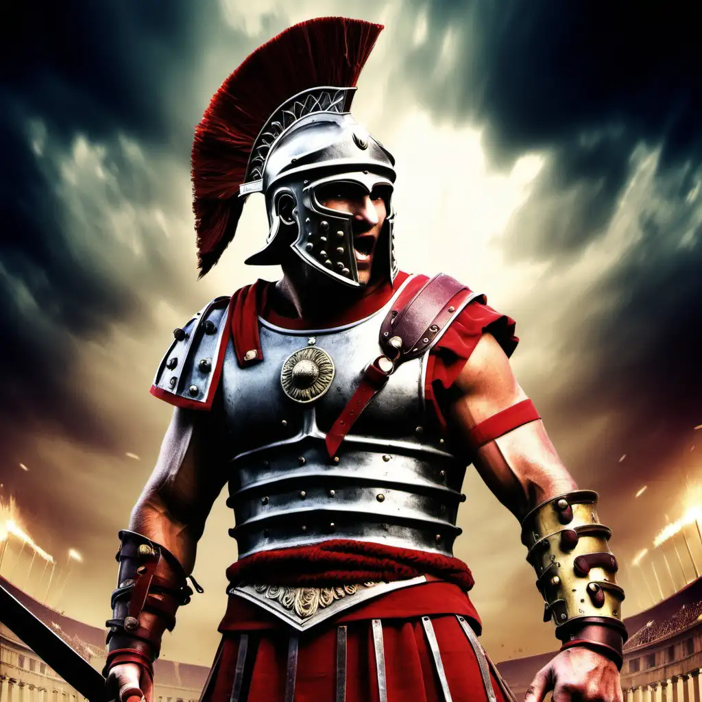 create an epic, vivid youtube profile picture for a channel about roman gladiators