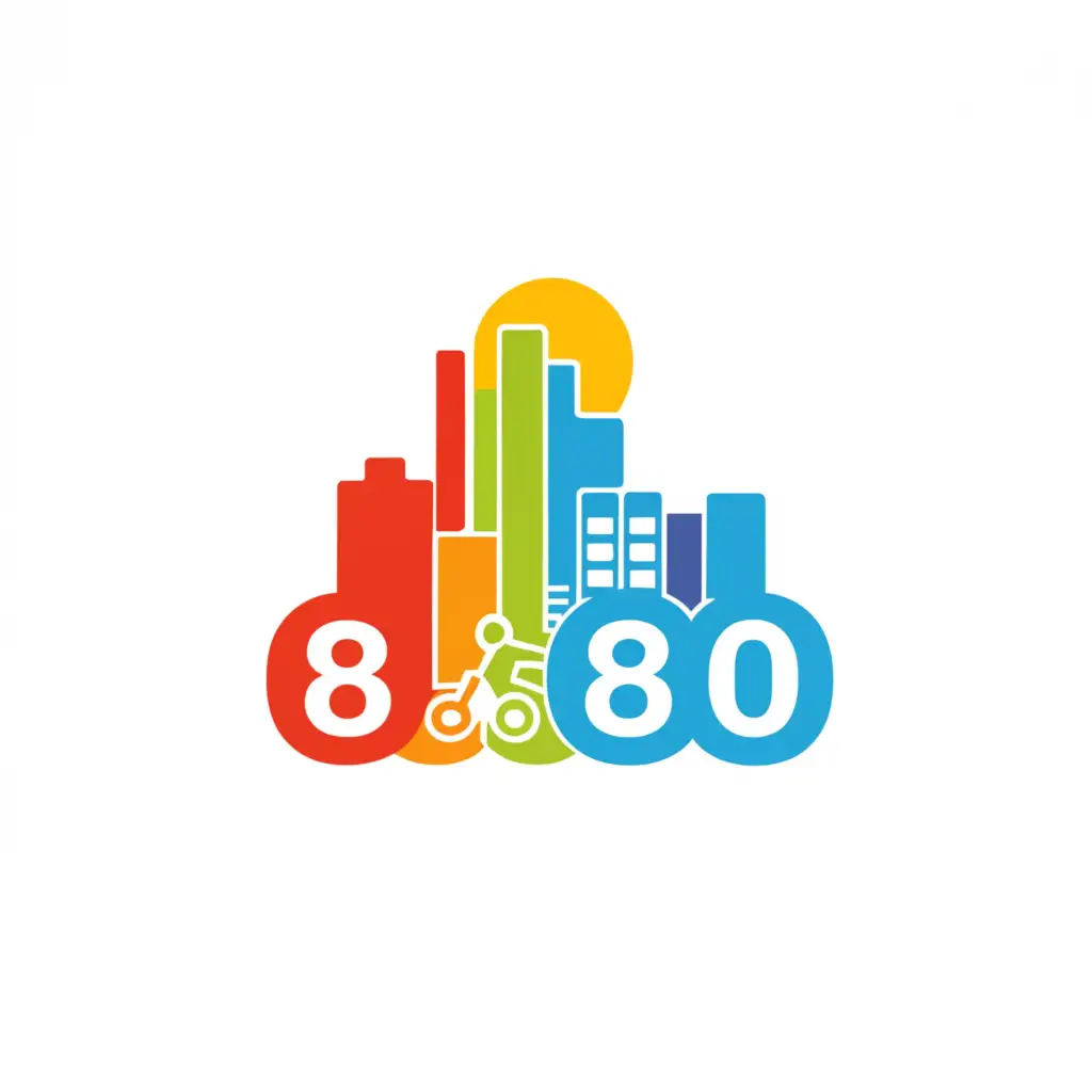 a logo design, with the text '8-80', main symbol: City for all, Moderate, be used in Education industry, clear background WITH WHEEL CHAIRS AND OLD PEOPLE, MORE WHEELCHAIR AND KIDS PLAYING