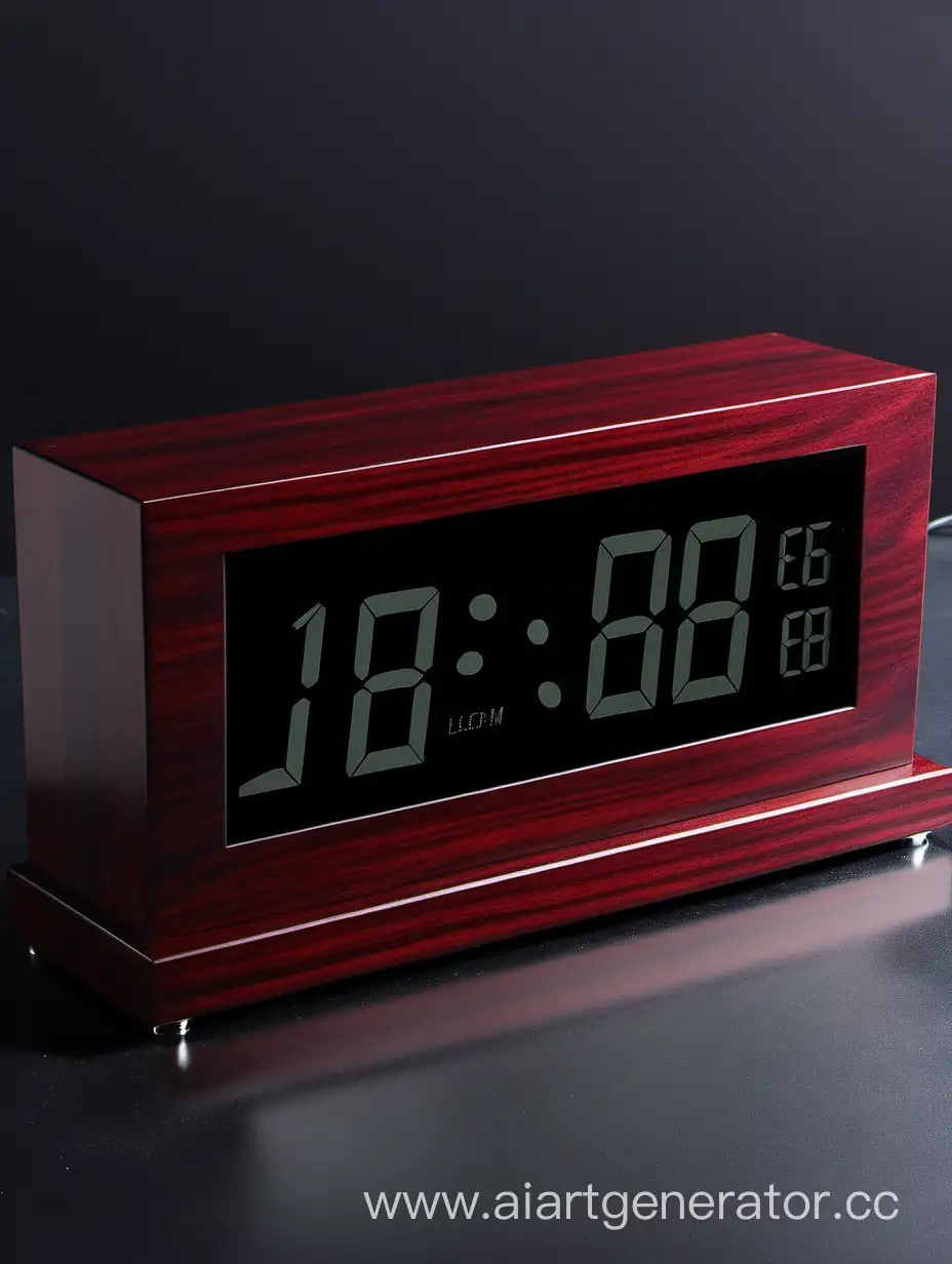 Digital-Display-Wooden-Tabletop-Clock-in-Dark-Red