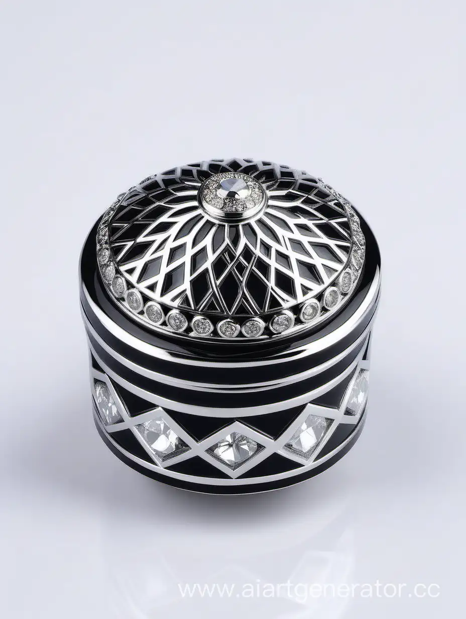 Zamac-Perfume-Decorative-Ornamental-Long-Cap-with-Black-and-White-Round-Diamond