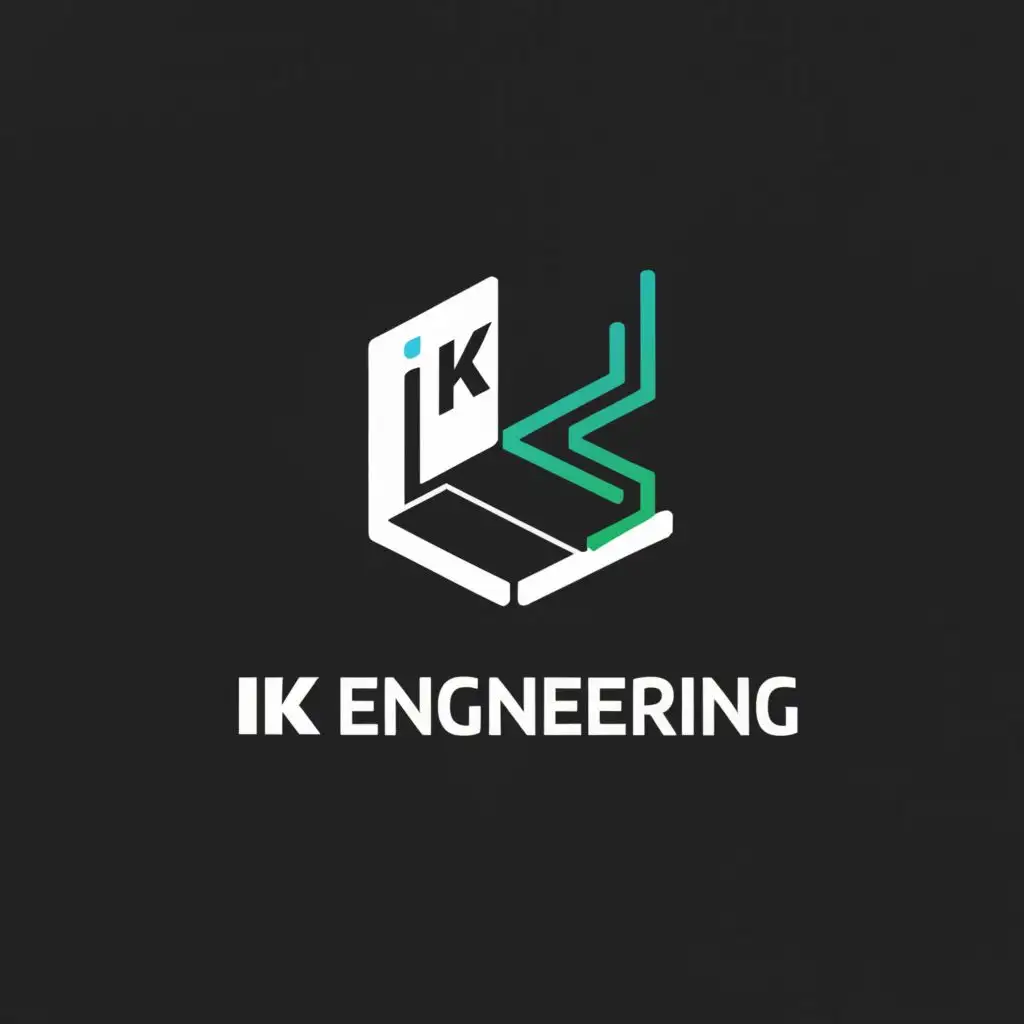 a logo design,with the text "IK Engineering", main symbol:Laptop,Moderate,be used in Technology industry,clear background