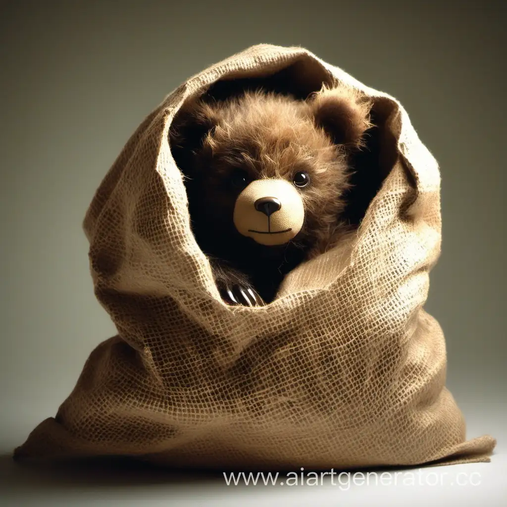 Adorable-Bear-Cub-Peeking-Out-of-a-Sack