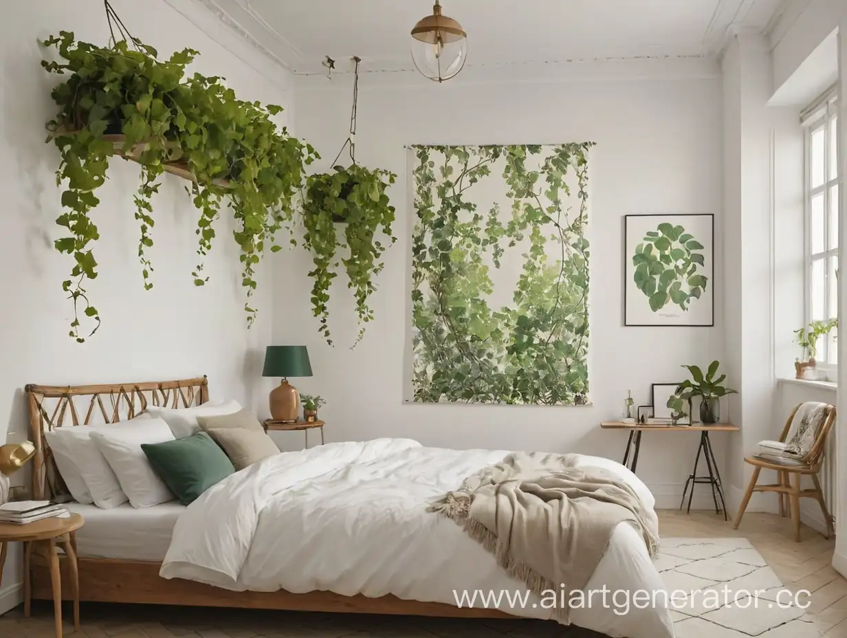 Bright-Bedroom-with-Vines-and-Posters
