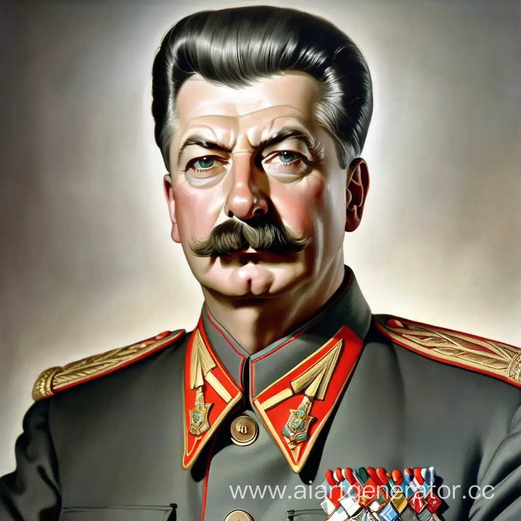 Stalin-Portrait-in-Soviet-Propaganda-Style