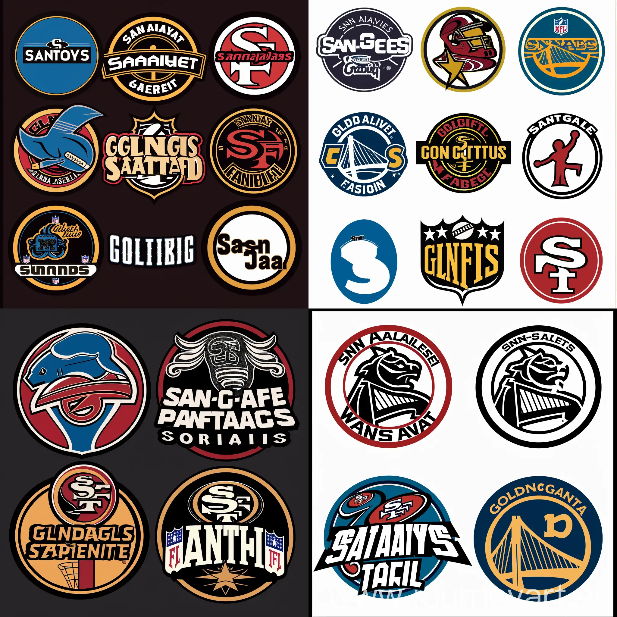 Bay area sports logo please make references to the following teams and ensure all teams are included in each logo: San Jose Sharks Golden State Warriors San Francisco 49ers
