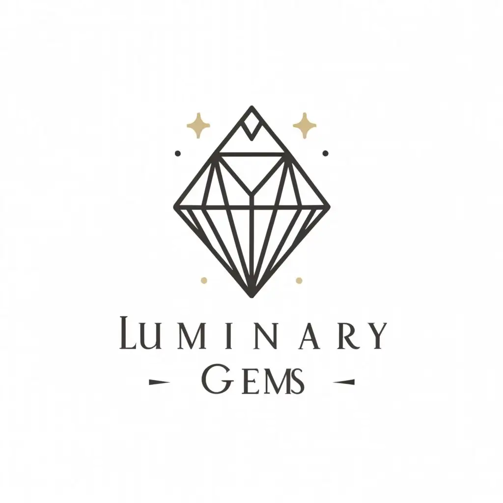 a logo design,with the text "luminary gems", main symbol:an elegant jewelry store logo that has black and white grey
