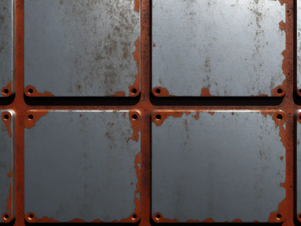 Elegantly Aged Metal Silver with Rust Antique Industrial Aesthetics