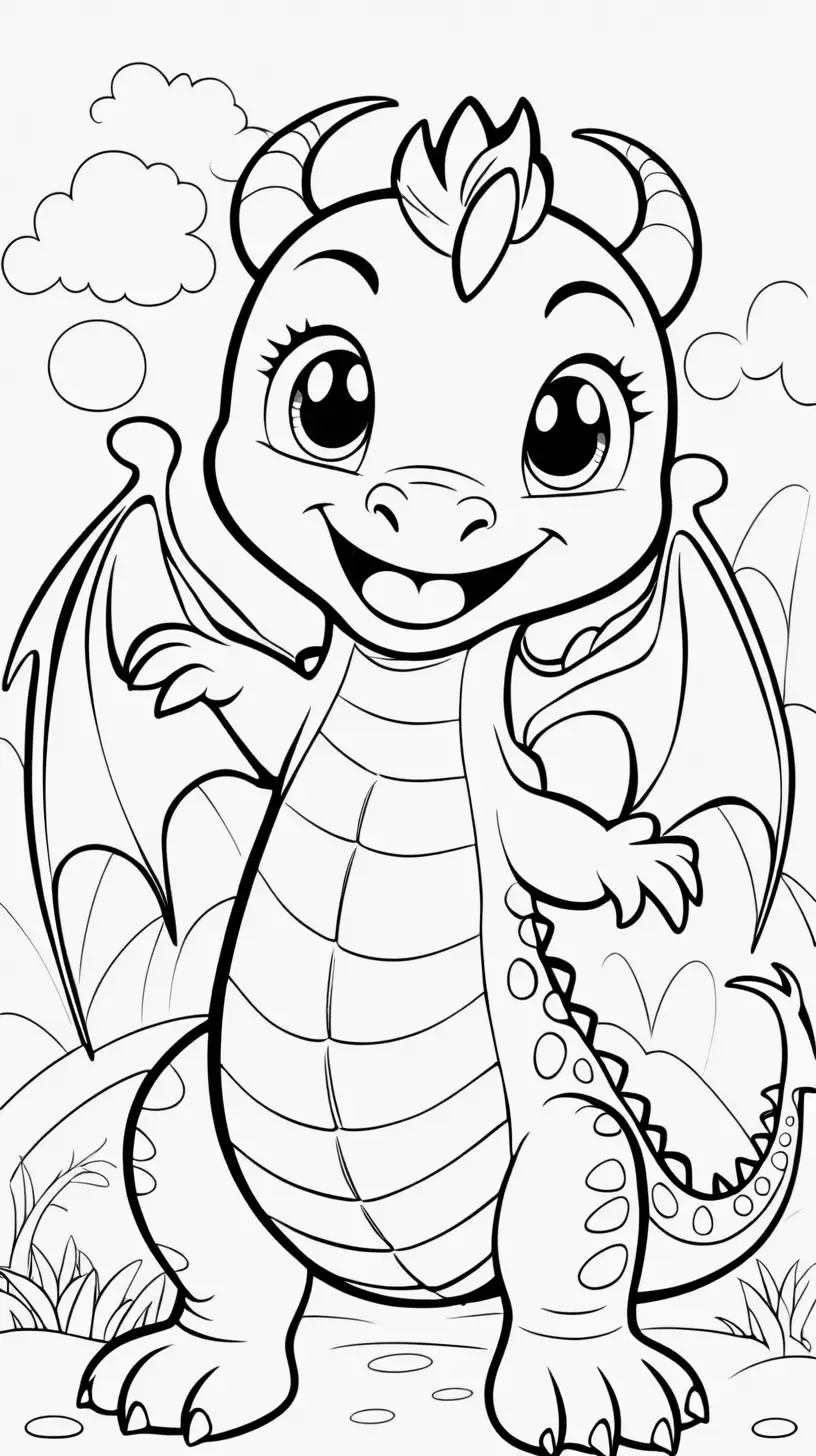 Adorable Baby Dragon Explores for Coloring