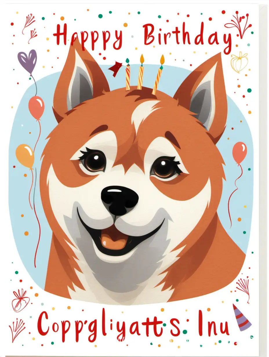 открытка с днем рождения, поздравляет сиба ину