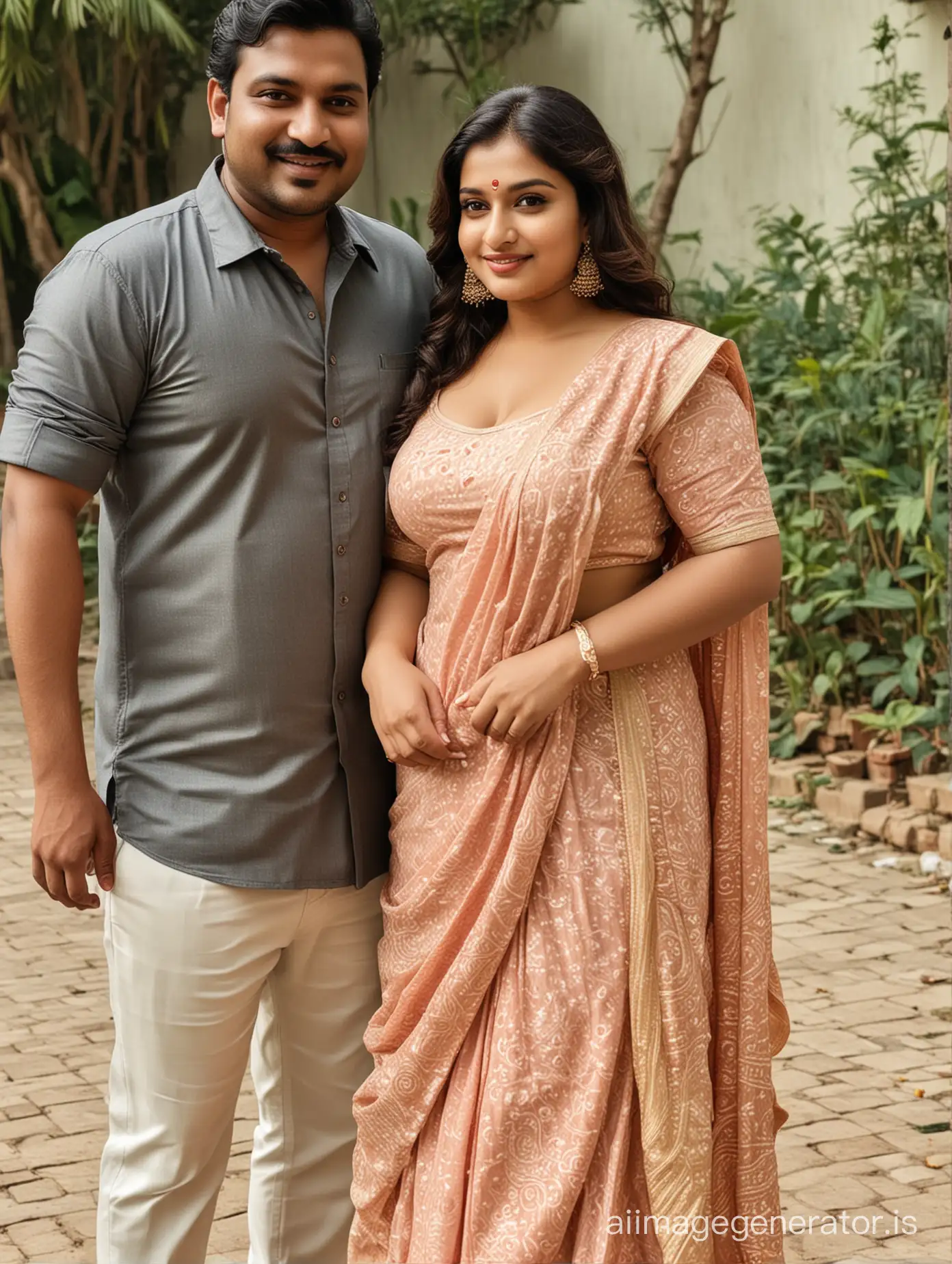Elegant-Indian-Plus-Size-Couple-in-Traditional-Attire