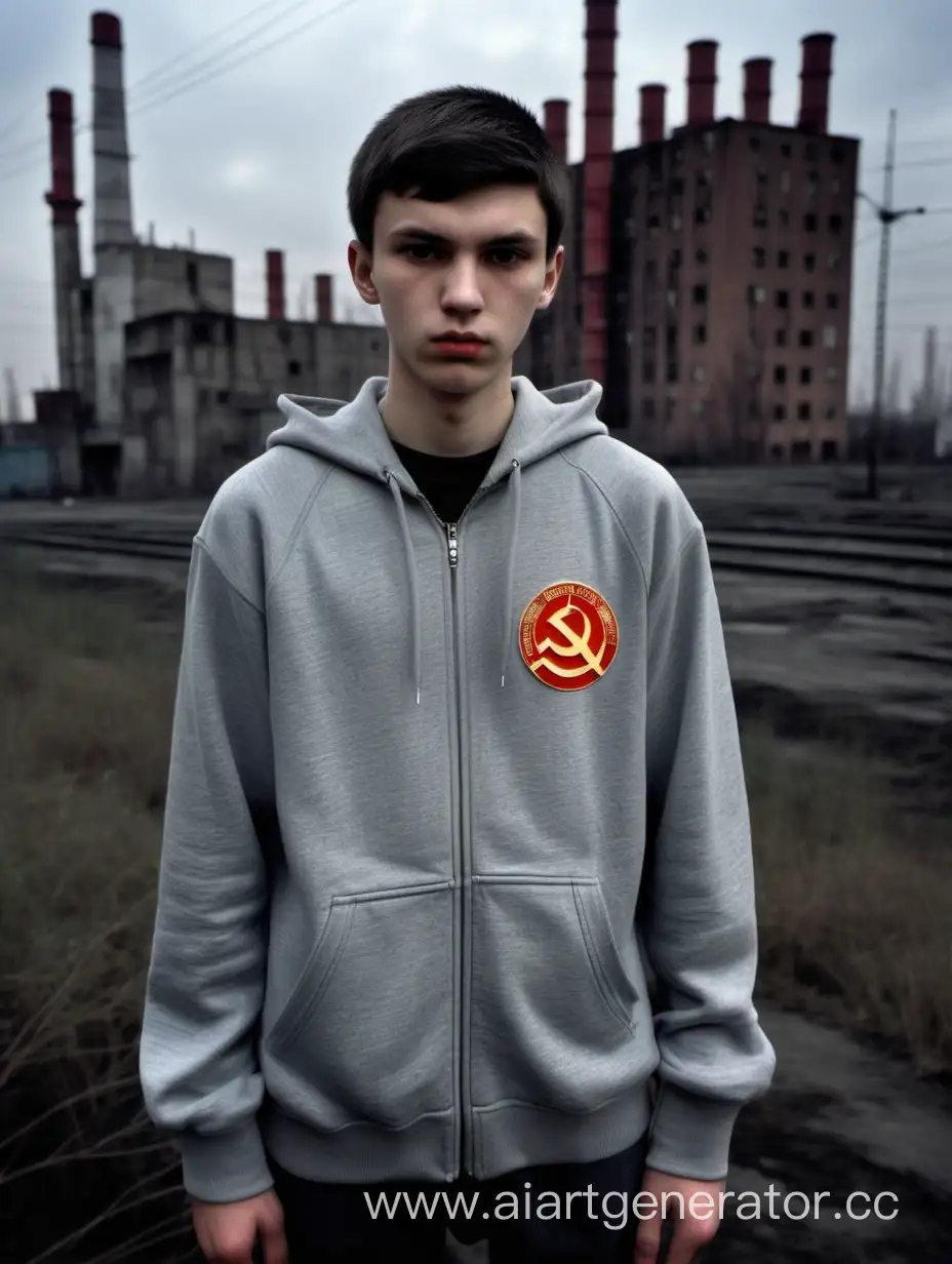 Serious-Teenager-in-Vintage-Soviet-Hoodie-Against-Industrial-Backdrop