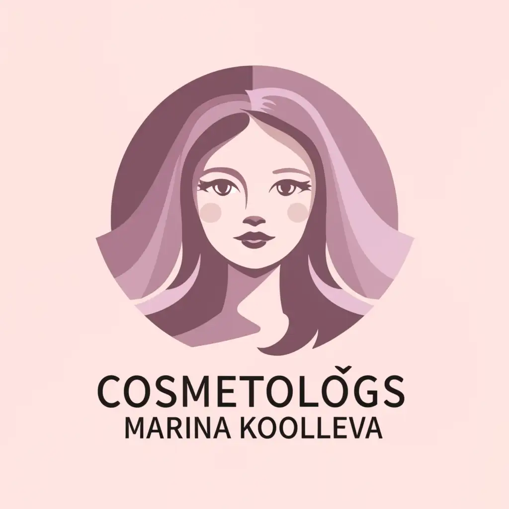 a logo design,with the text "Cosmetologist Marina Koroleva", main symbol:the face of a girl, round, pastel lavender color,Moderate,be used in Restaurant industry,clear background