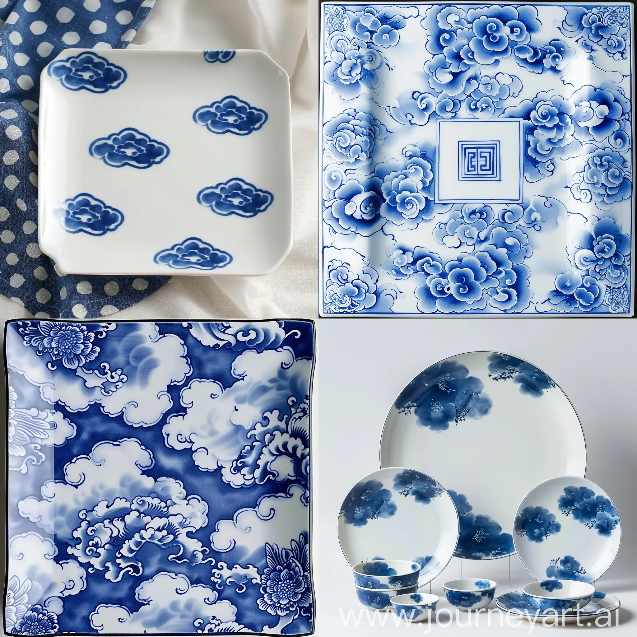 Blue-Porcelain-Square-with-Cloud-Pattern-and-Elegant-Logo