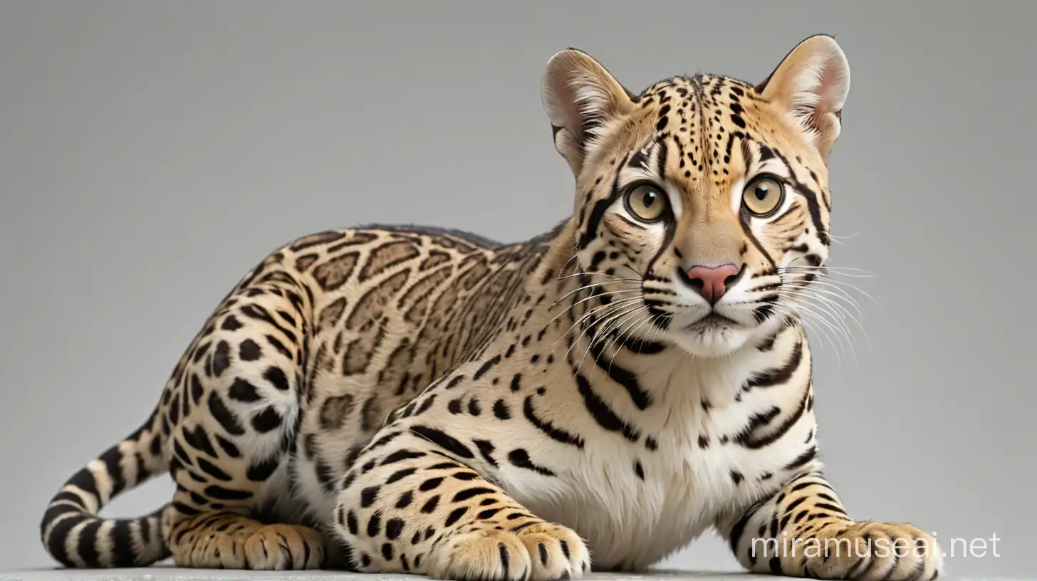 Imagen digital vectorizada del ocelote leopardus pardalis, fondo blanco