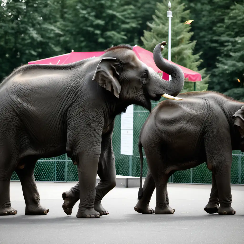 Elephants and Bison Feasting on Unsold Christmas Trees at Berlin Zoo