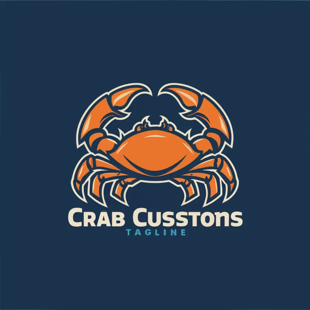 a logo design,with the text "CRAB CUSTOMS", main symbol:crab showing its muscles,Moderate,clear background