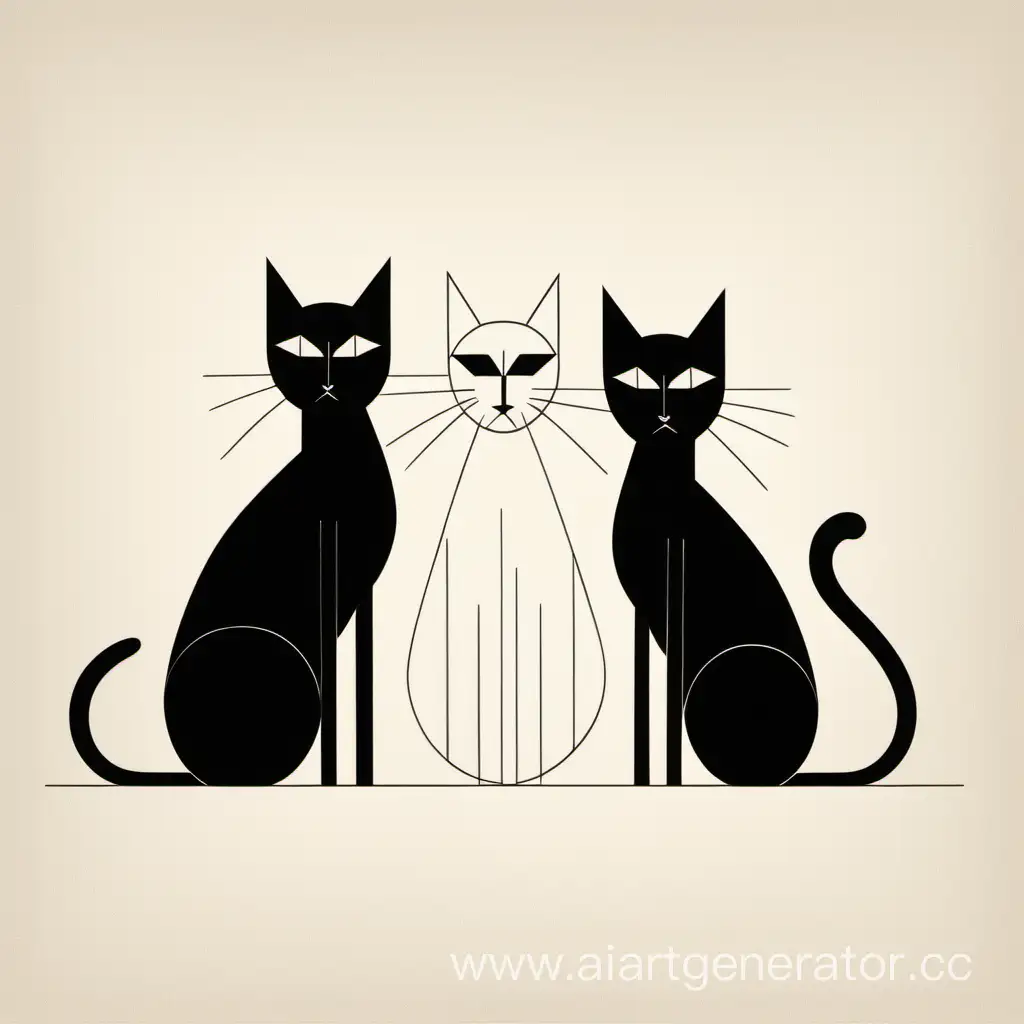 Abstract-Minimalist-Primitive-Cats-Art