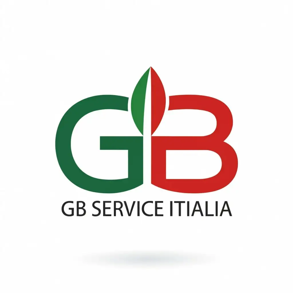a logo design, with the text 'GB SERVICE ITALIA', main symbol: LETTER G AND B NEAR EACH OTHER. color of ITALY FLAG. ADD A REAL ITALY FLAG . PROFESSIONAL, MODERN, ELEGANT, Moderate, to be used in Retail industry, clear background