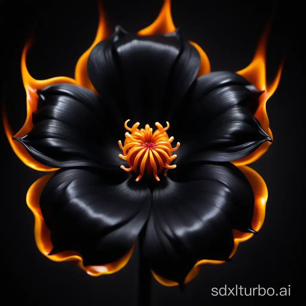 A flower that is made of a brilliant black flame
