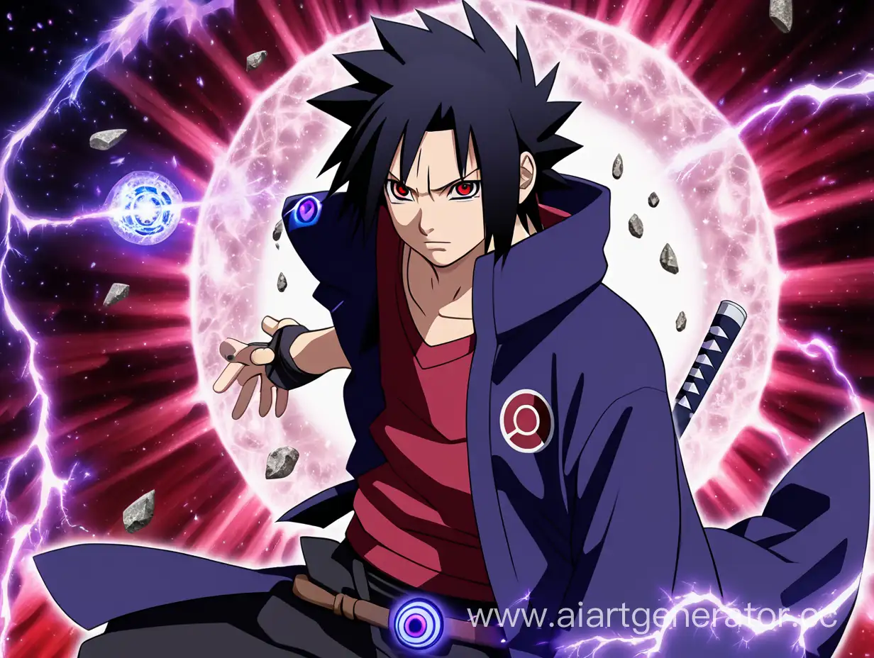 Sasuke-Uchiha-Summoning-Chidori-under-a-Falling-Meteorite-with-Red-Sharingan-and-Purple-Aura