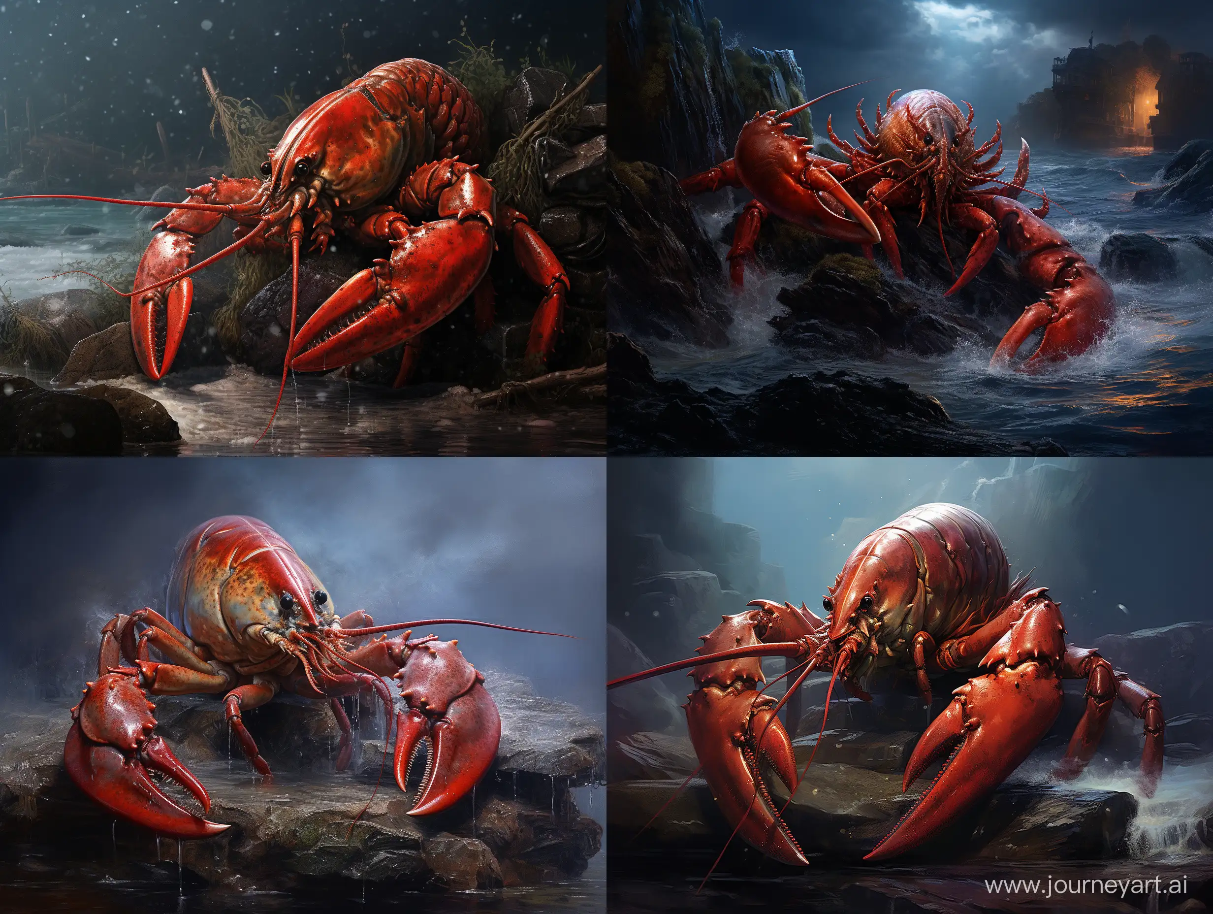 Vibrant-Red-Lobster-in-a-Rough-Setting