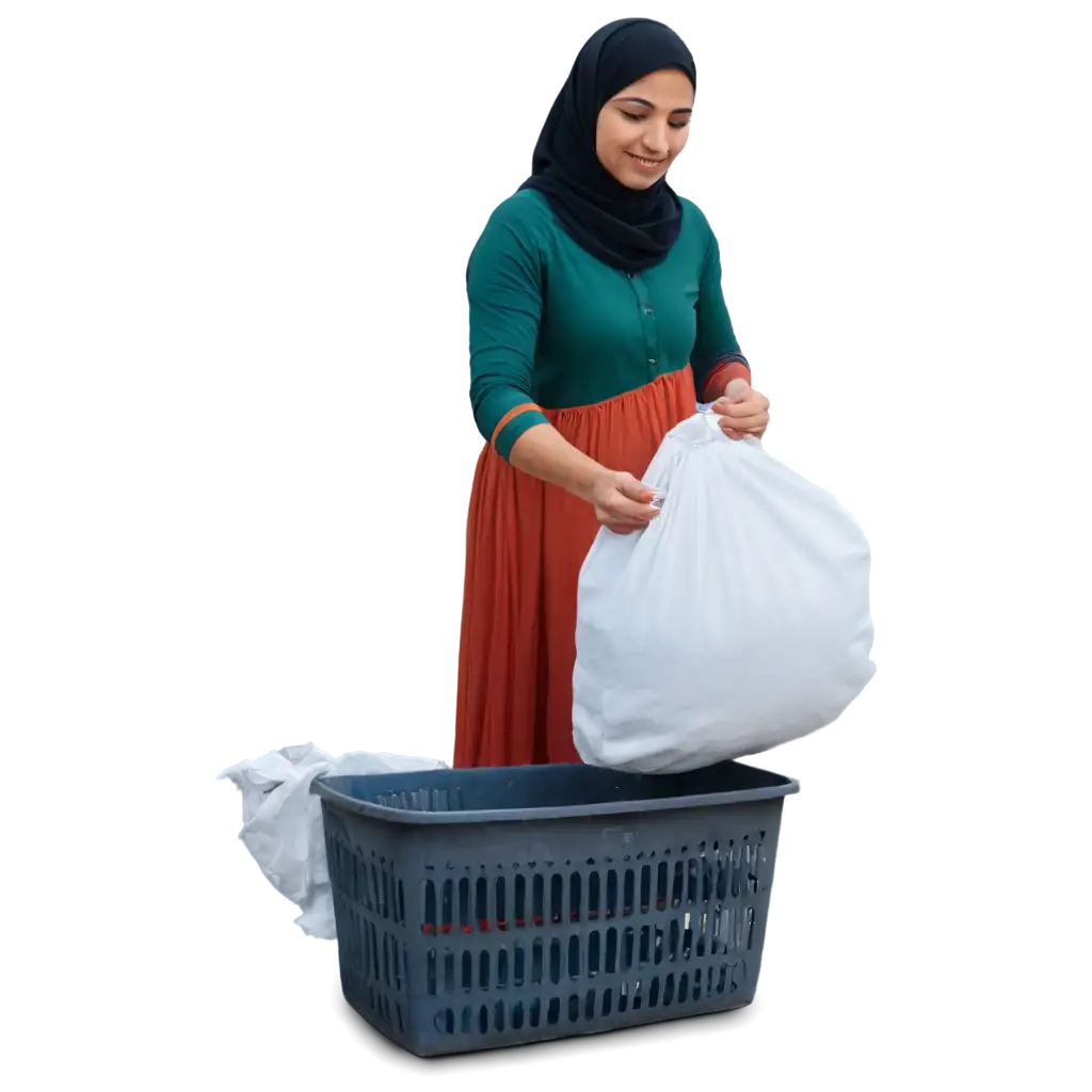 Palestine women refugee doing laundry