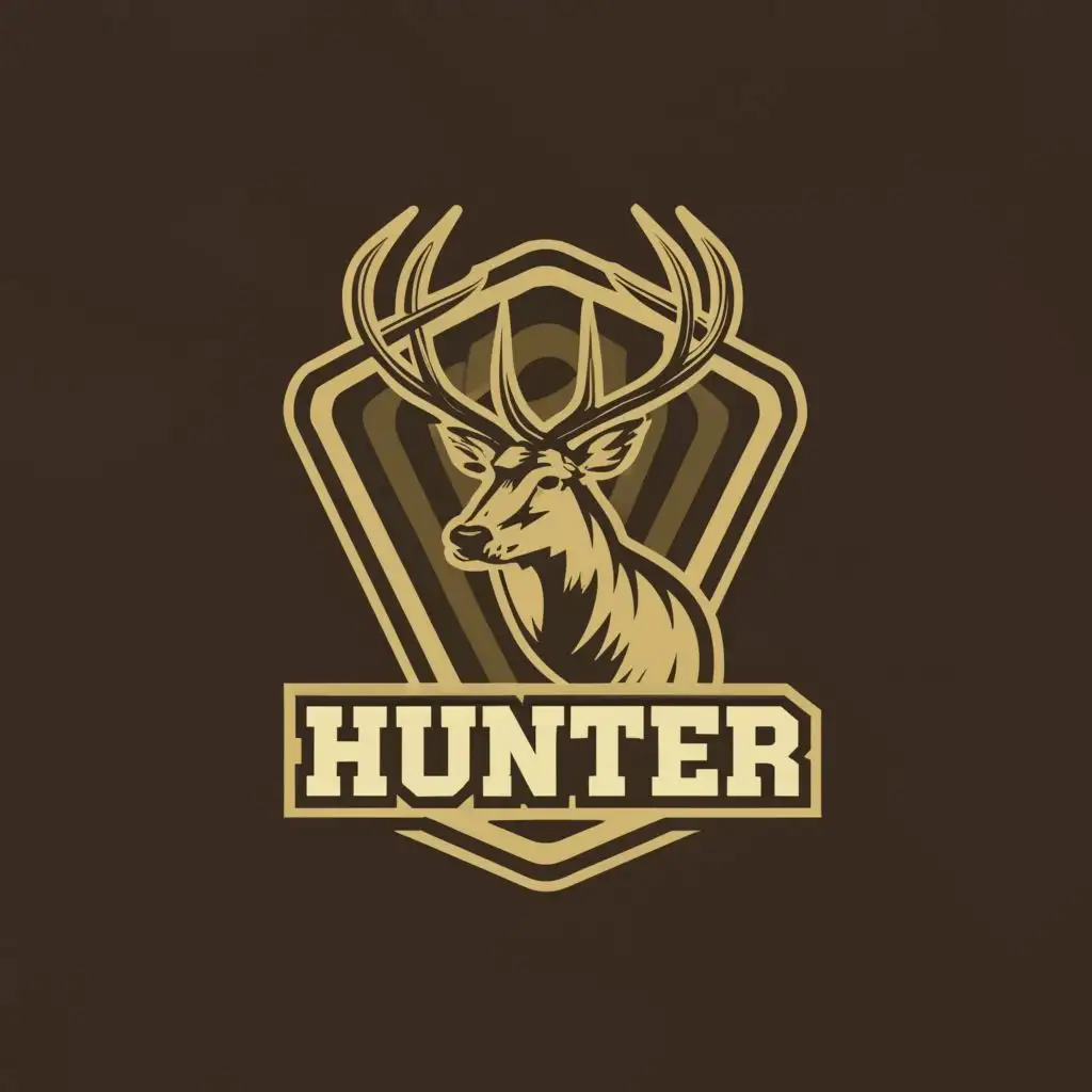 logo, Deer hunting in the wild, with the text "hunter", typography