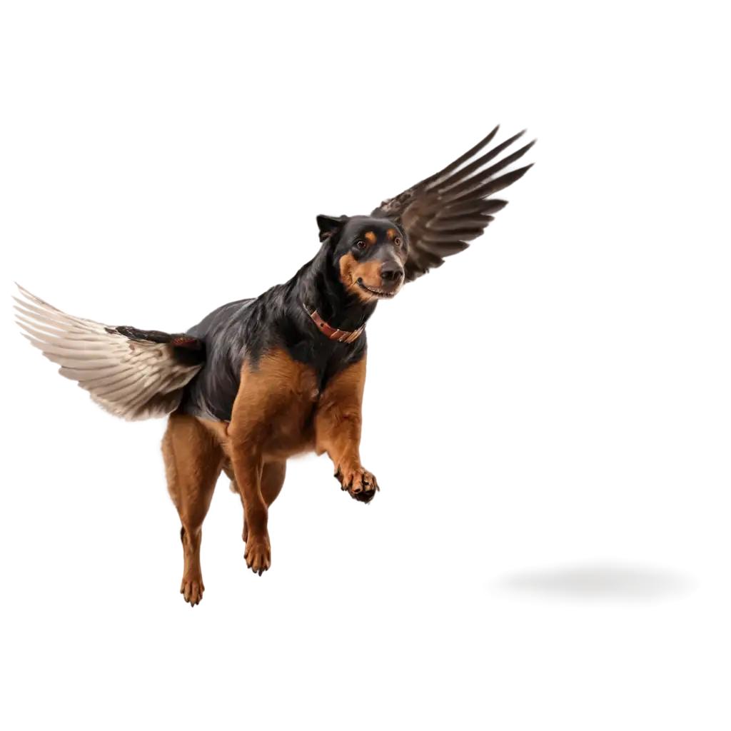 PNG Image A Whimsical Dog with Red Wings Soaring in the Sky | PNG Prompt