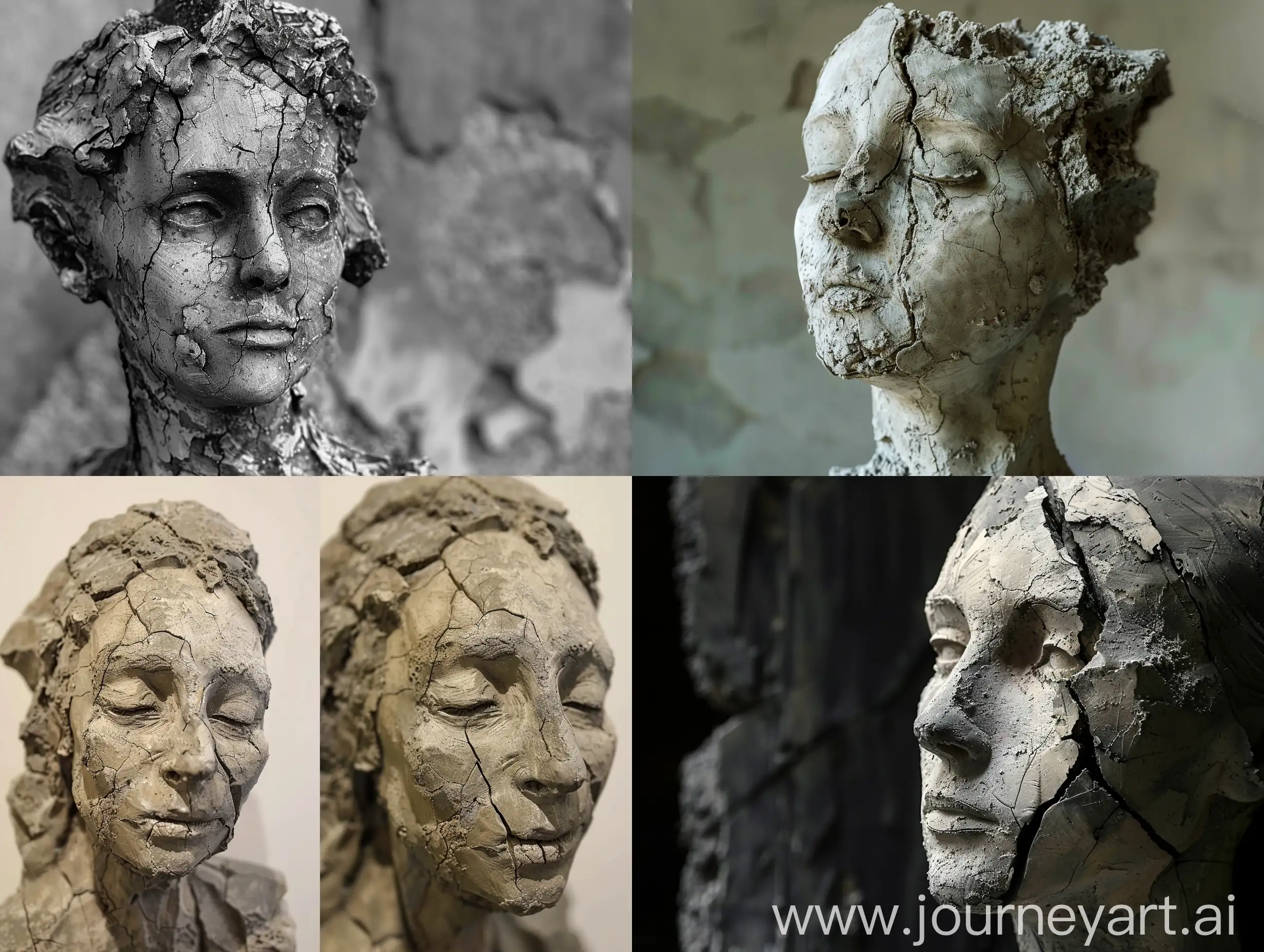 Woman turned into stone statue.