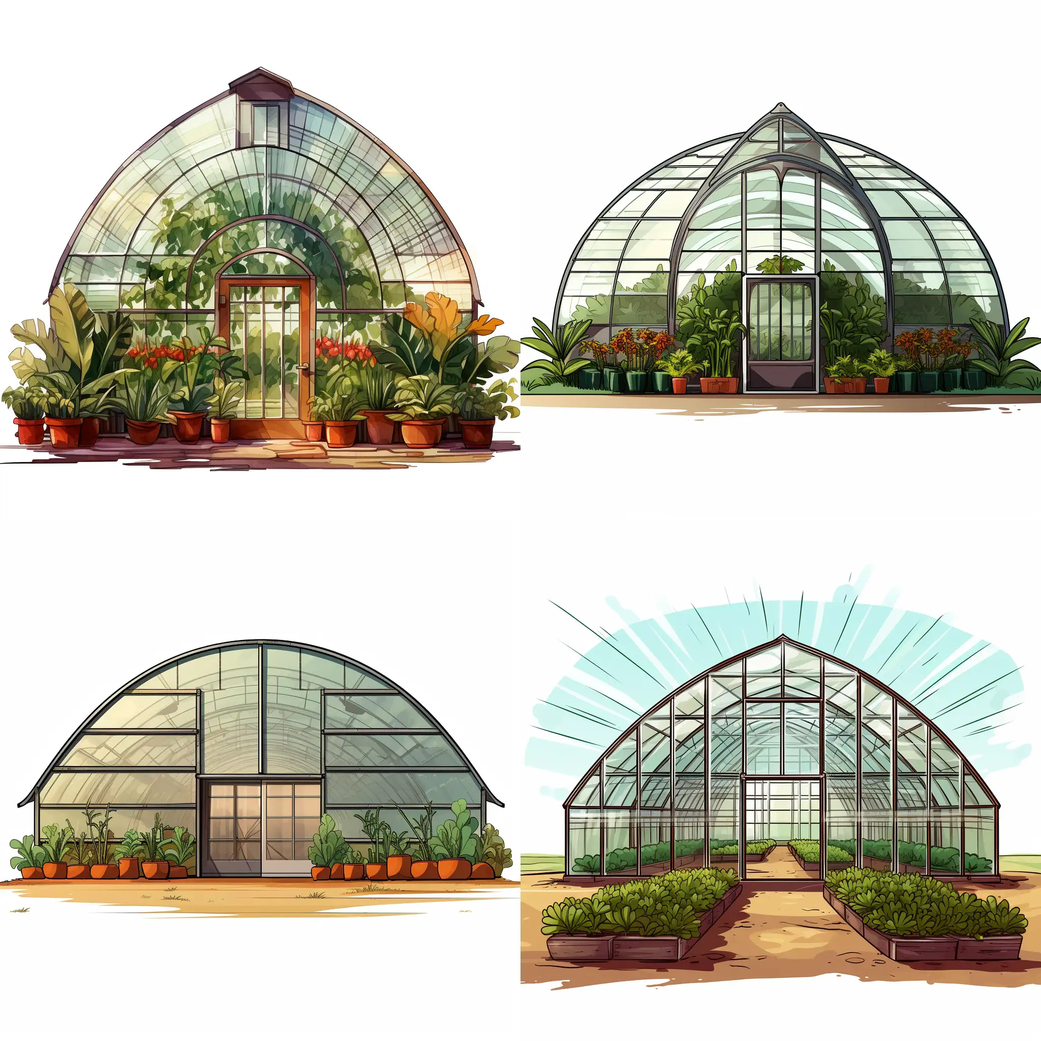Agricultural greenhouse，
 cartoon, white background