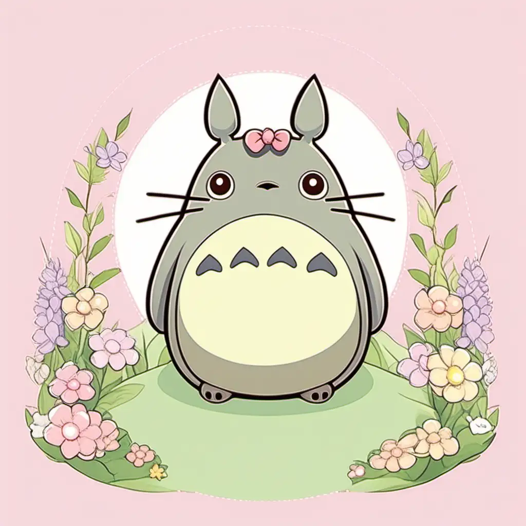 Cute Chibi Totoro in Pastel Colors Vector Illustration
