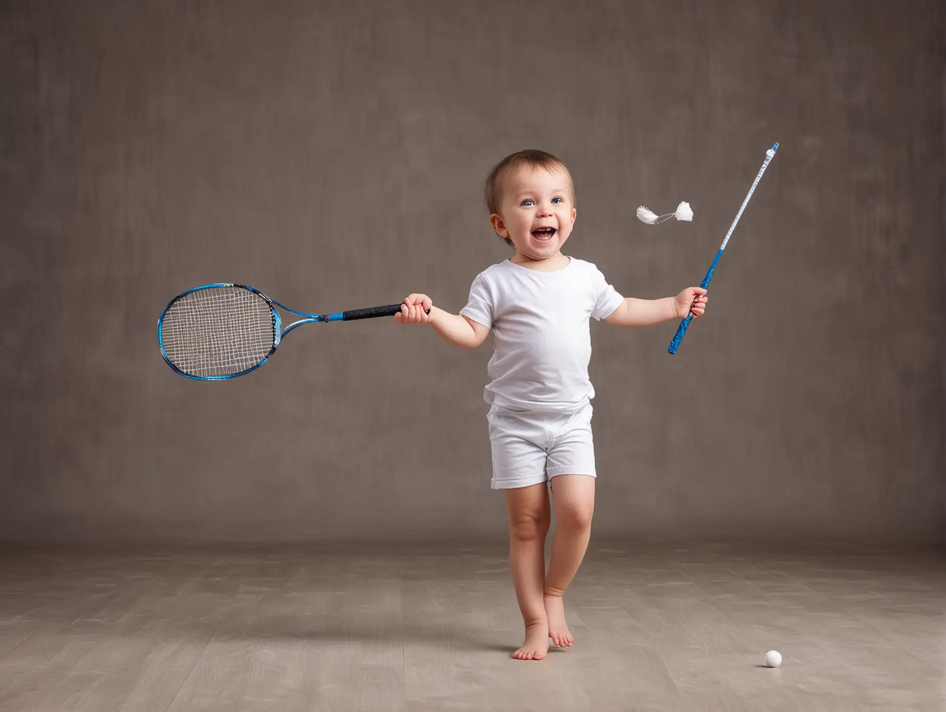 Joyful Kids Engaging in Badminton