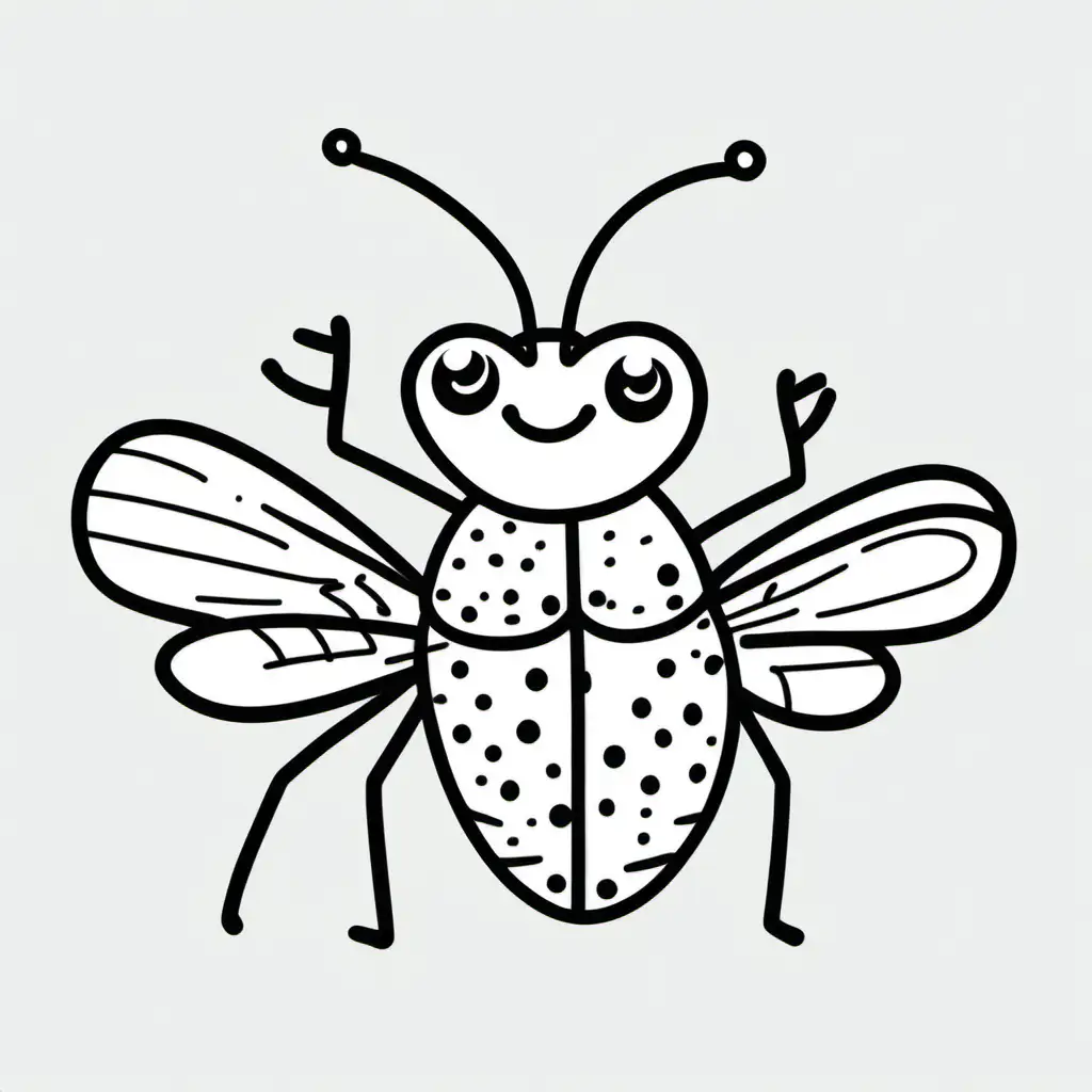 Adorable Line Drawing of a Bug