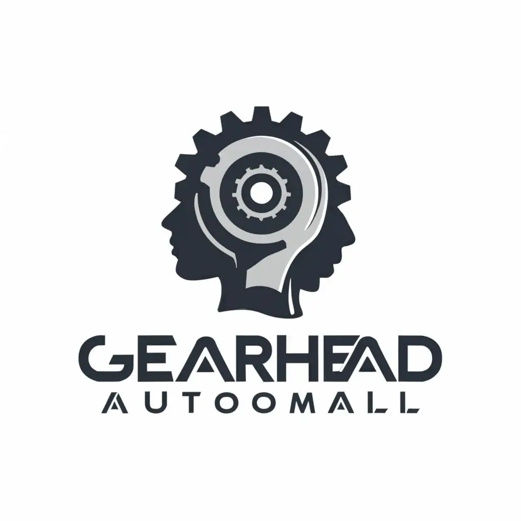 a logo design,with the text "GearHead AutoMall", main symbol:Gearhead,Minimalistic,be used in Automotive industry,clear background