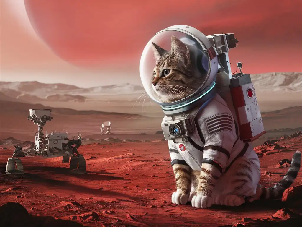 Кот космонавт на Марсе