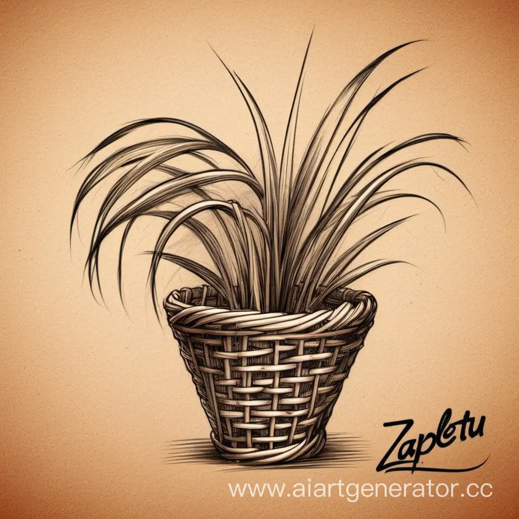 Rattan-Flowerpot-Logo-Sketch-with-Zapletu-in-Russian