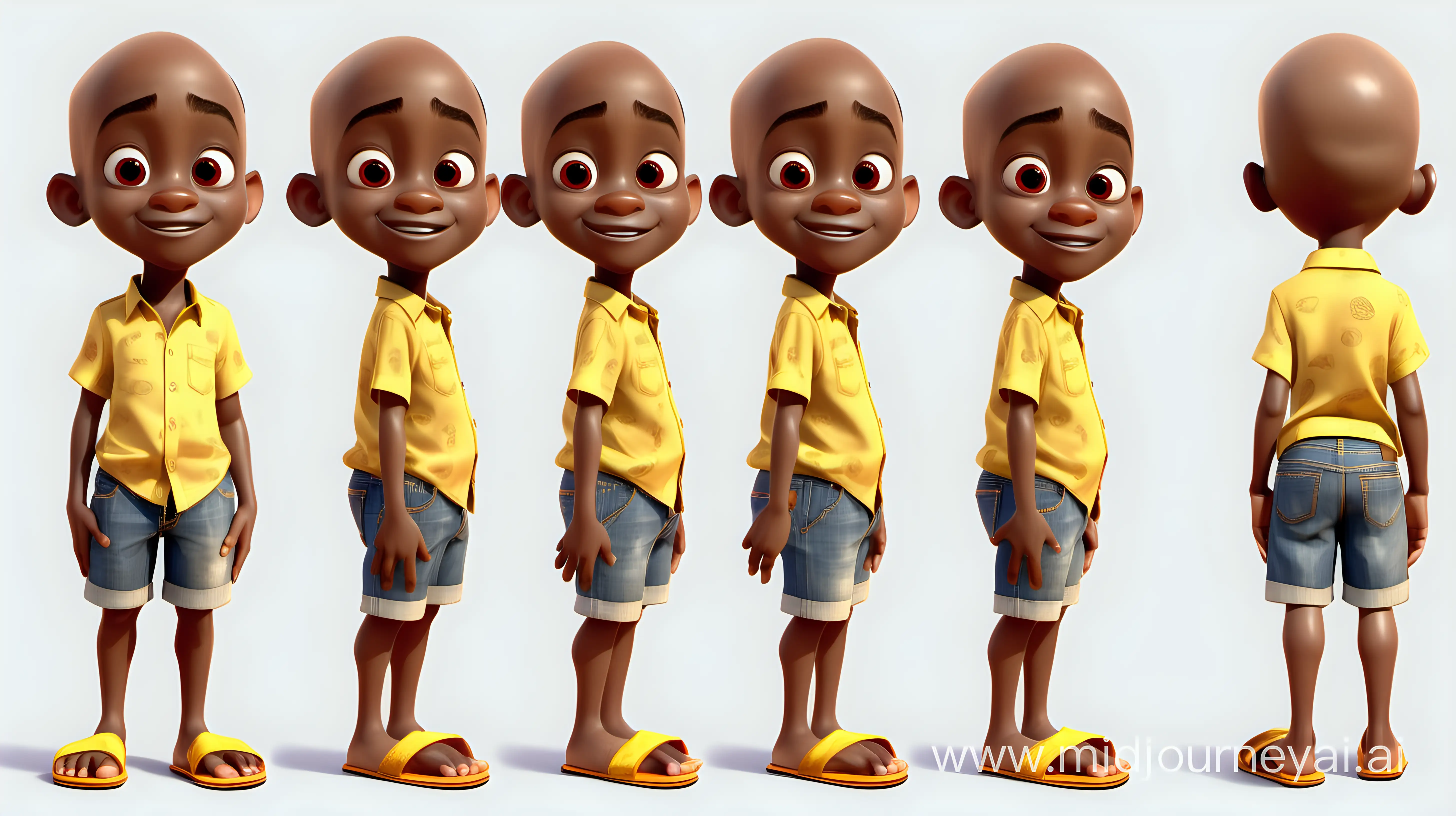 Pixar Style 9YearOld African Boy Character Sheet