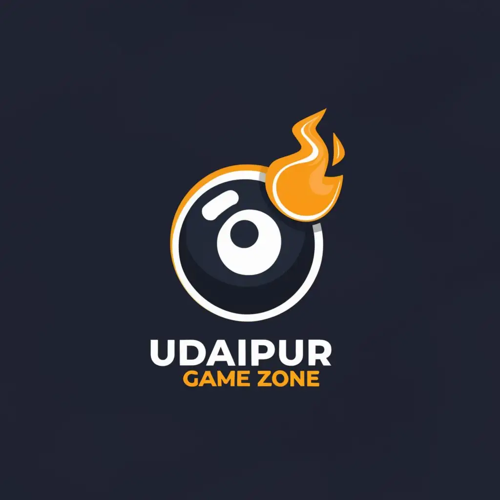 a logo design,with the text "UDAIPUR 
GAME 
ZONE
UGZ", main symbol:snooker, fireball,Moderate,be used in Events industry,clear background