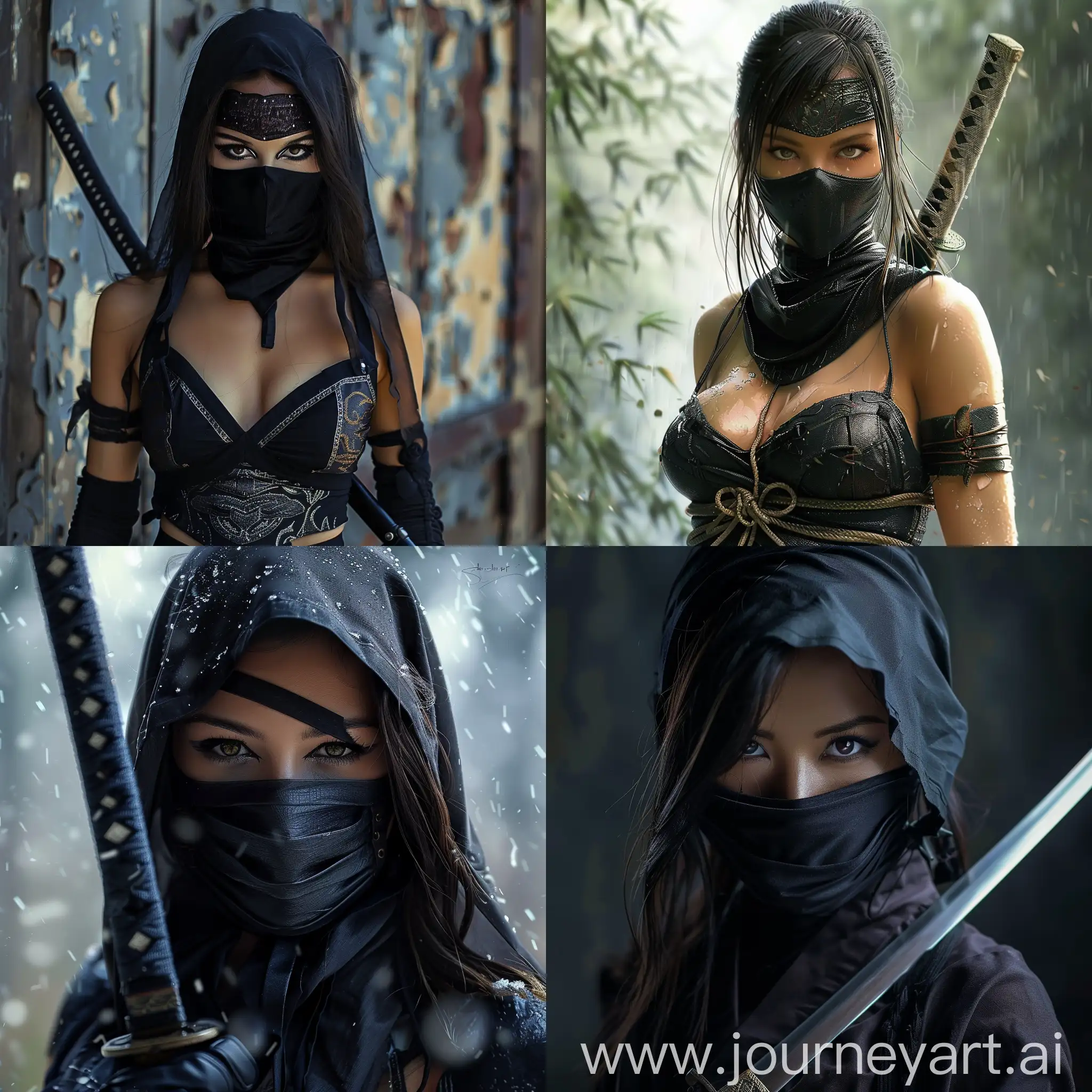 Elegant-Ninja-Woman-in-Mesmerizing-Artistic-Display
