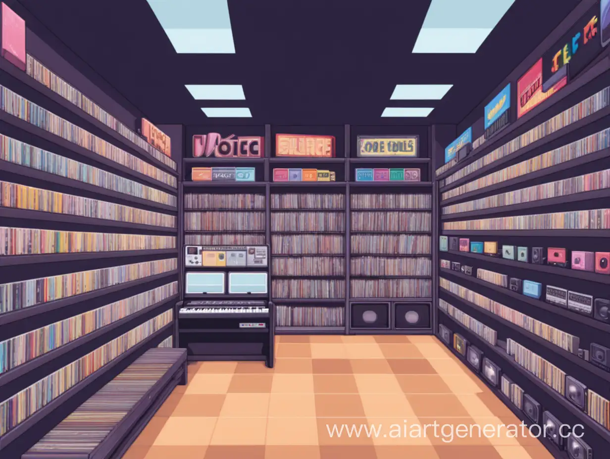  фон пиксельного музыкального магазина без людей