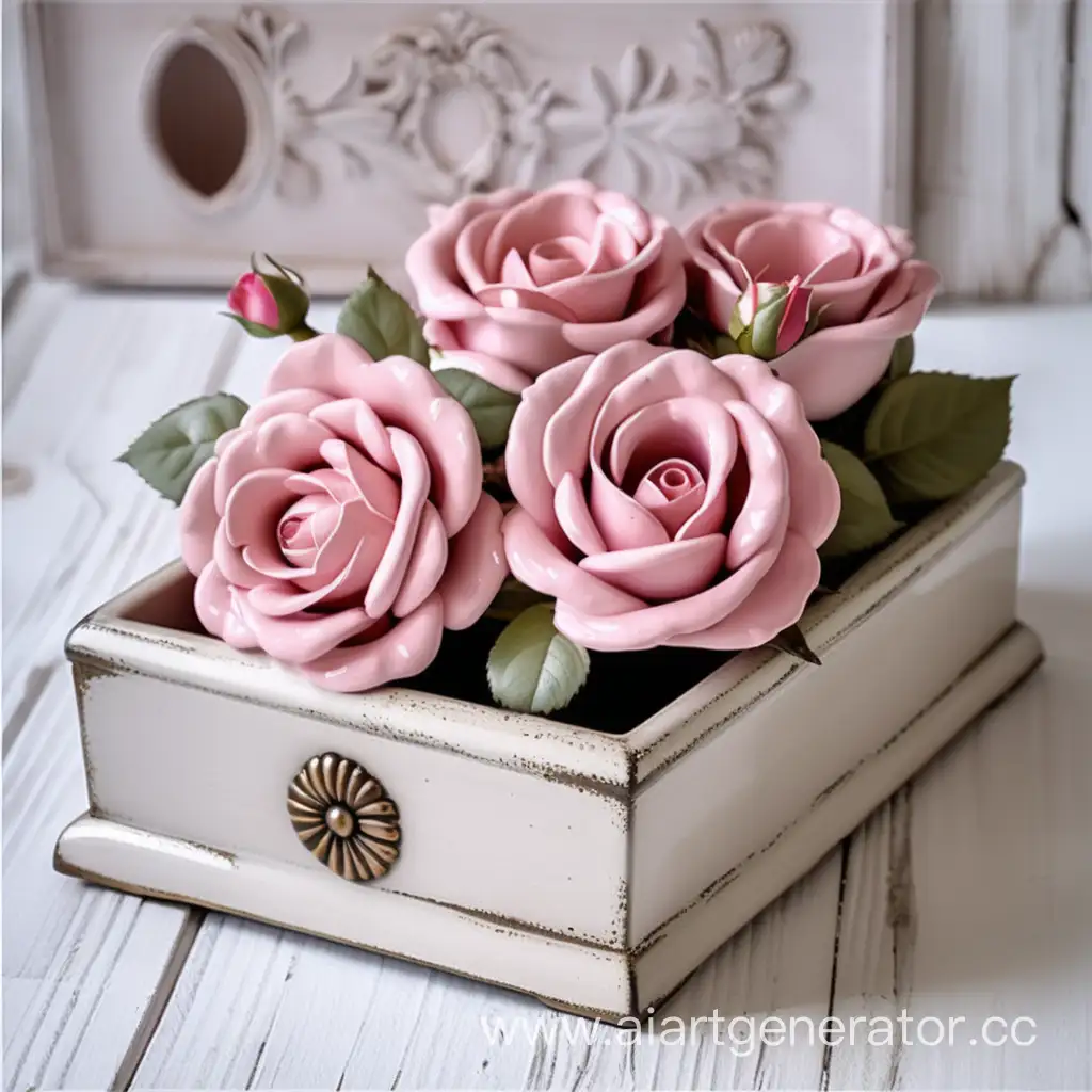 Shabby-Chic-Pink-Rose-Decorated-Ceramics-Napkin-Holder-Box