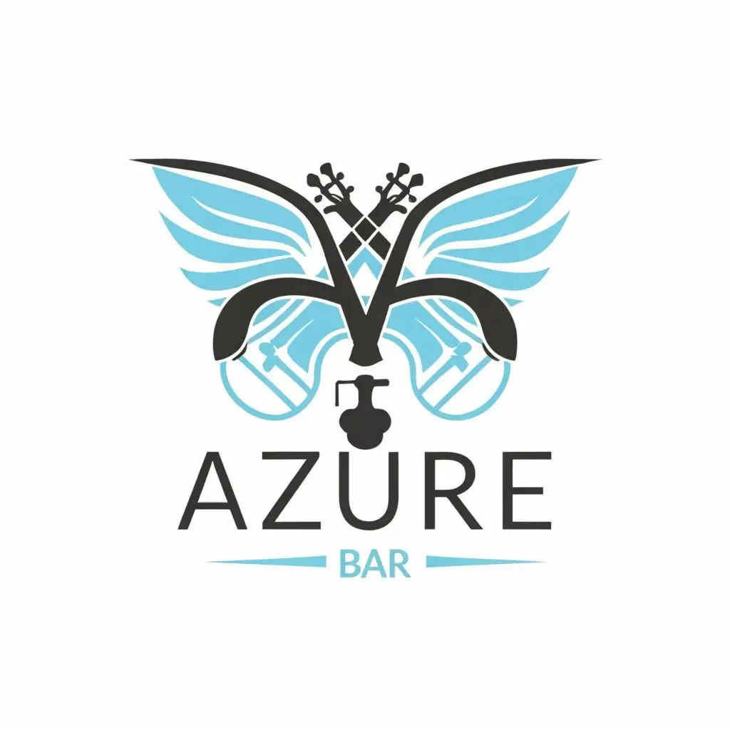 logo, guitar, mic with the text "Azure", typography, be used in bar