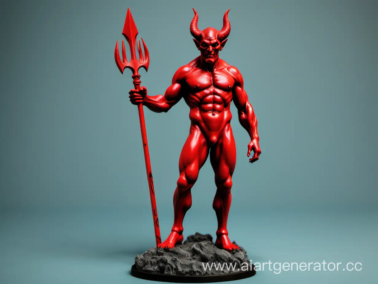 Красный Дьявол, полный рост, трезубец в руке