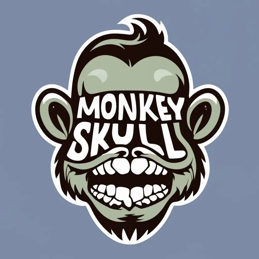 LOGO-Design-For-Monkey-Skull-Edgy-Typography-with-Angry-Ape-Skull-for-Home-and-Family-Industry